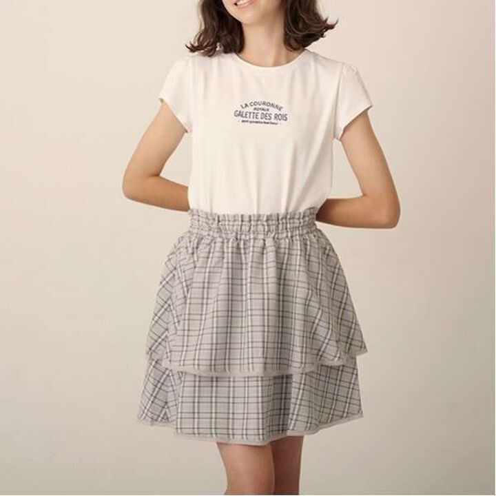 Tiered Frill Skirt with Shorts,Gray, medium image number 4