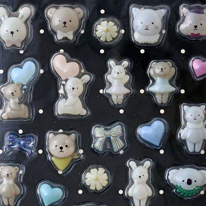 [petit main] Moist Plush 3D Stickers,Blue, medium image number 5