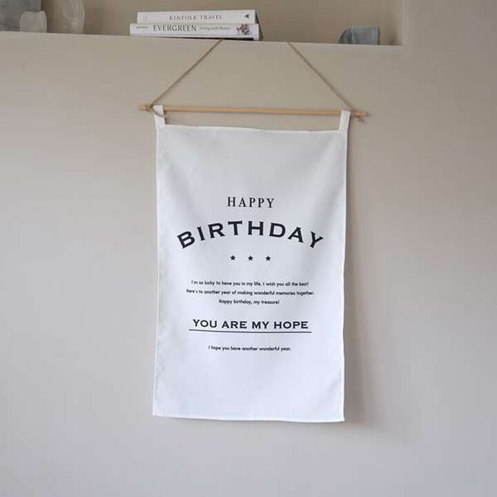 HAPPY BIRTHDAY Fabric Poster,Khaki, medium image number 2