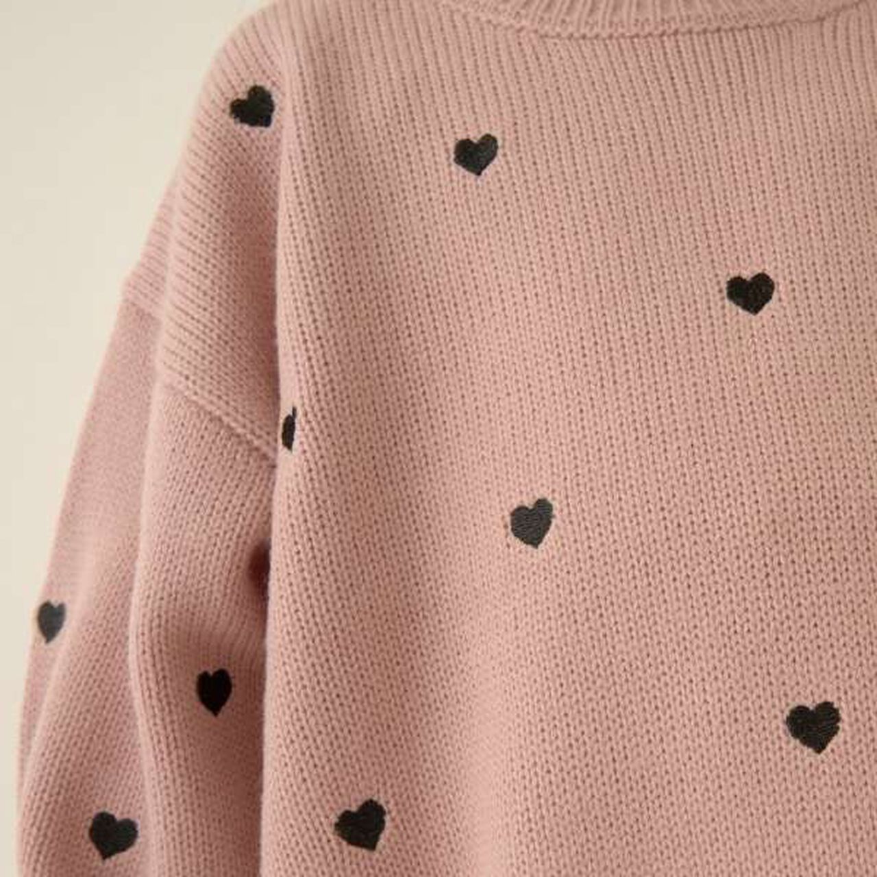 Heart & Flower Embroidered Sweater Set,Cream, large image number 3