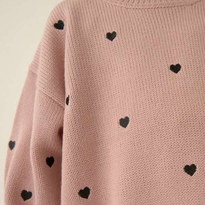 Heart & Flower Embroidered Sweater Set,Cream, medium image number 3