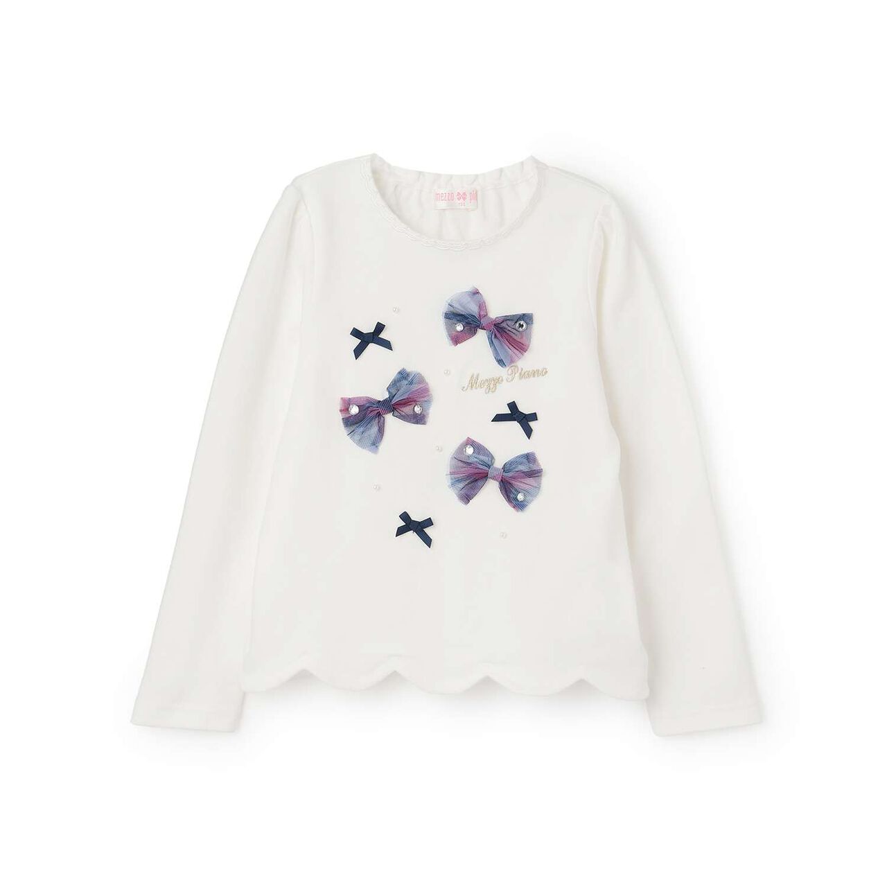 [Restock] Check Ribbon Long-Sleeve T-Shirt,Off white, large image number 0