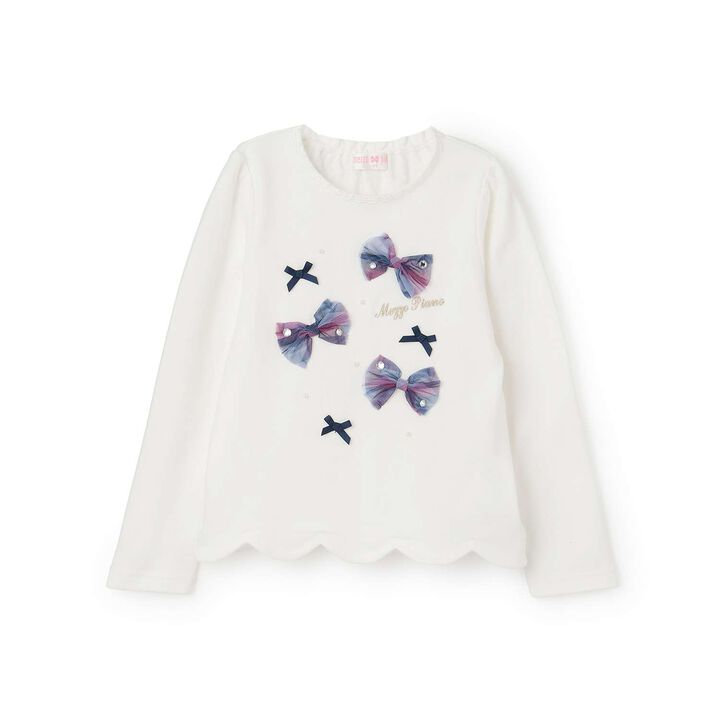 [Restock] Check Ribbon Long-Sleeve T-Shirt,Off white, medium image number 0