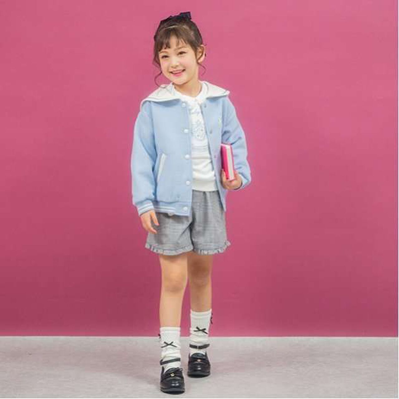 Glen Check Shorts with Bear Charm,Black, large image number 4