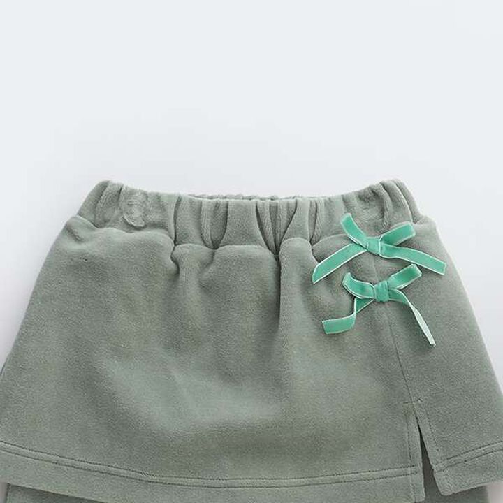 Plush Velour Coordinatable Setup Flared Pants with Skirt,Emerald green, medium image number 7