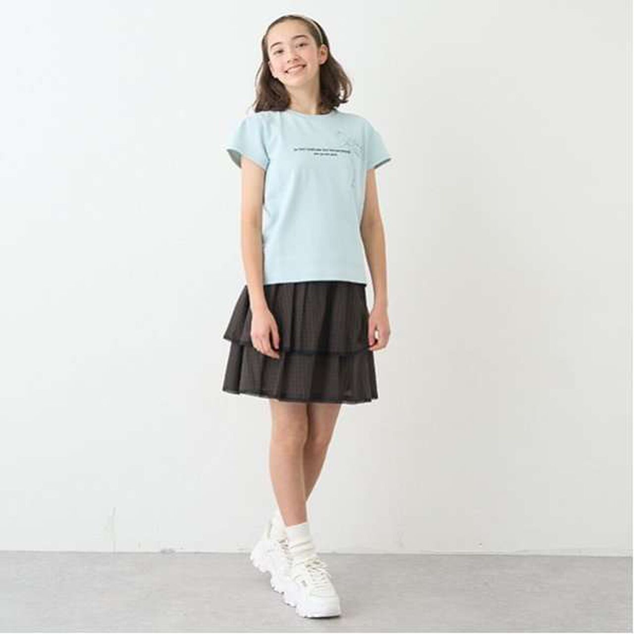 Tiered Frill Skirt with Shorts,Gray, large image number 2