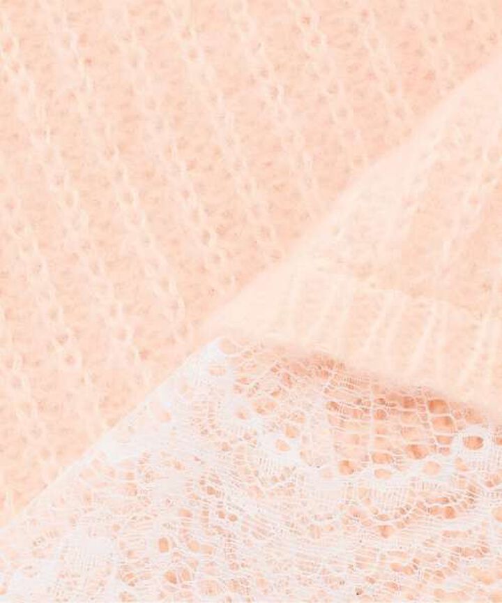 Lace Hem Knit One-Piece Dress [Korean Fashion],Pink, medium image number 9