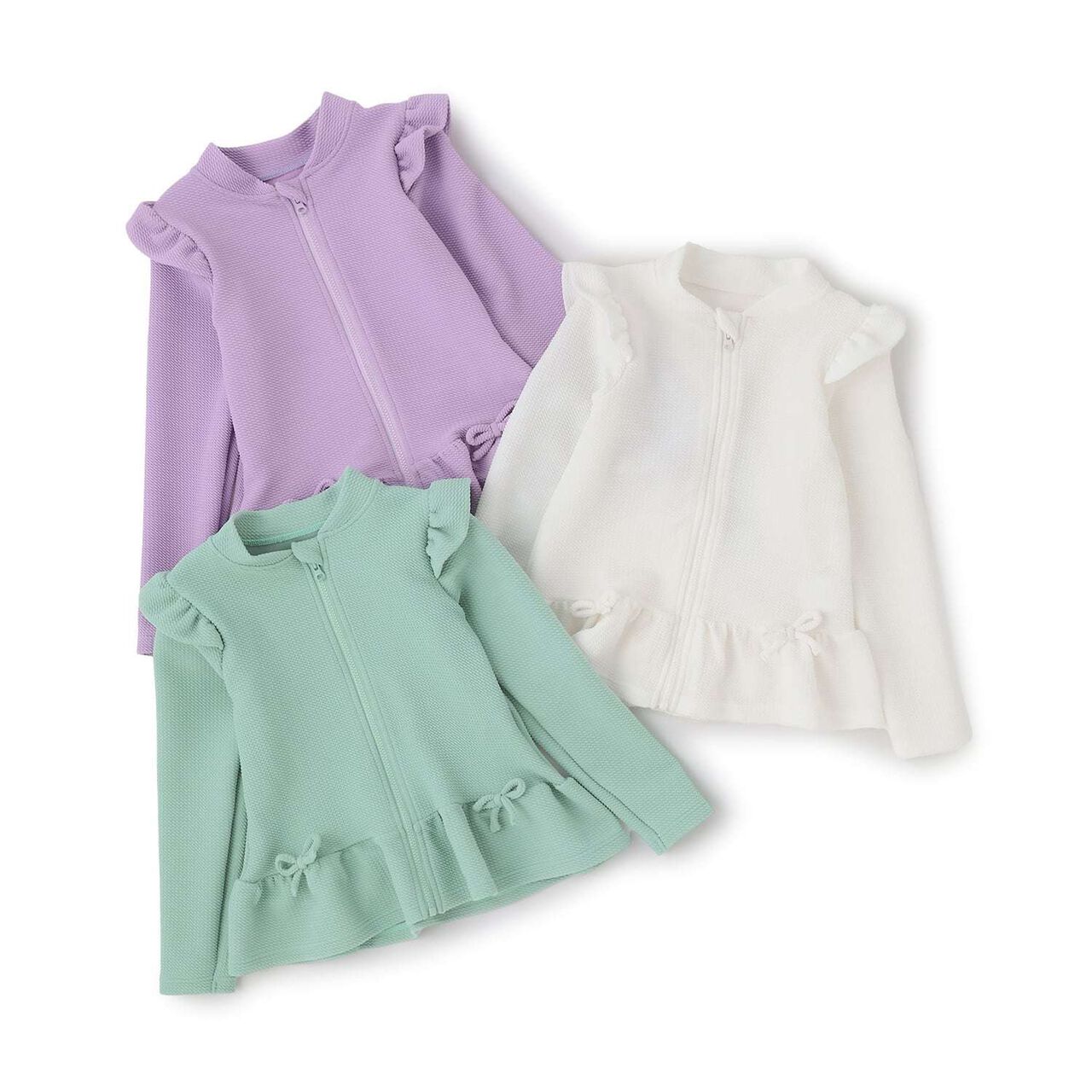 [SWIM] [UV Cut] Hem Frill Full Zip Rash Guard,Lavender, large image number 9