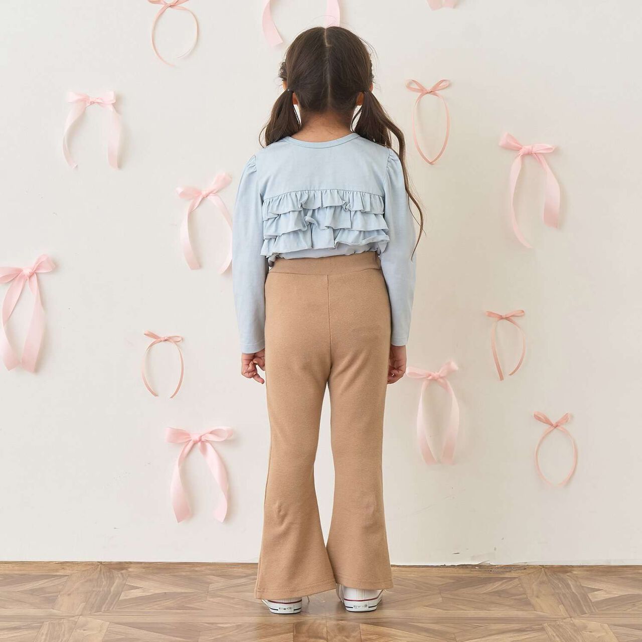 Tomo Pants Heart Pocket Hem Slit Flare Pants,Pink, large image number 31