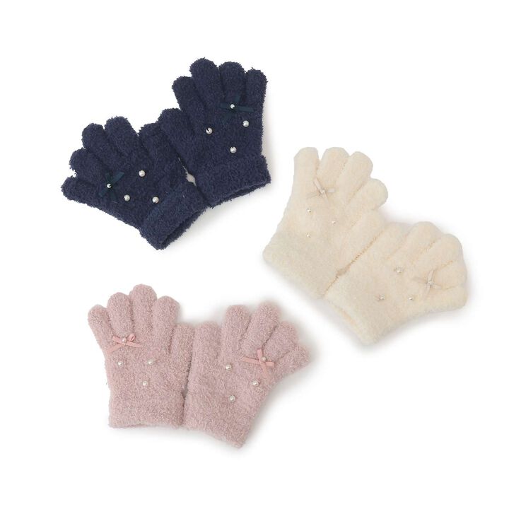 Pearl Ribbon Gloves,Navy, medium image number 3