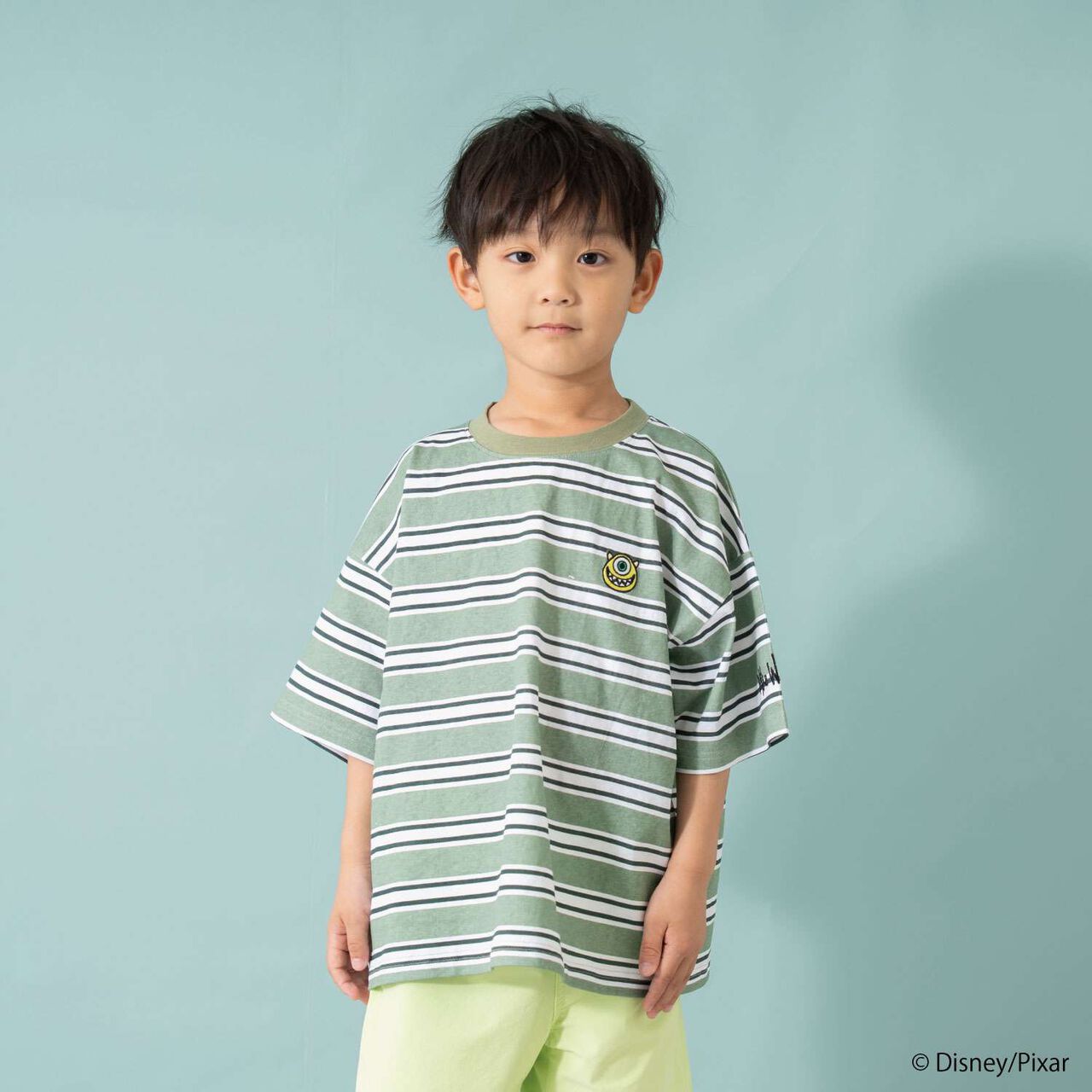 [Monsters, Inc.] Multi Stripe Big Half T-Shirt,Navy, large image number 4