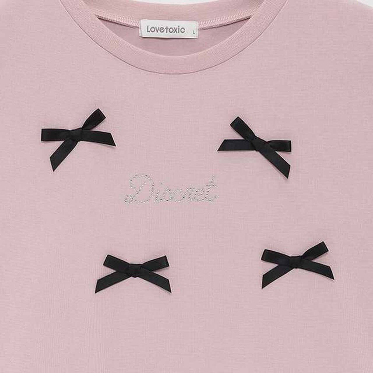 Ribbon Half T-Shirt,Top gray, large image number 7