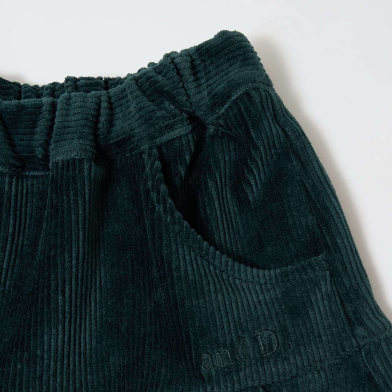 Gathered Cut Corduroy Skirt with Shorts,Deep green, large image number 9