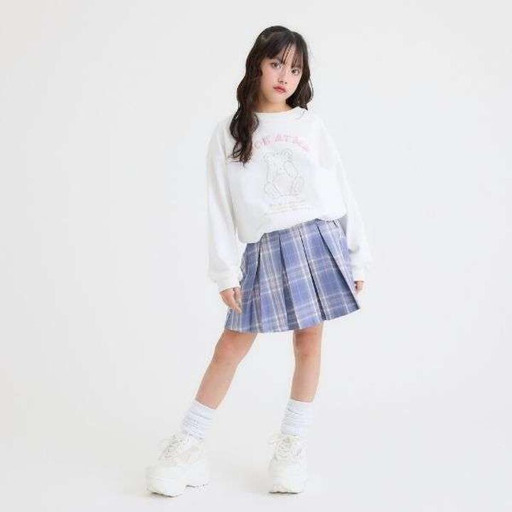 [Easy Care] Checkered Front Pleated Skirt,Black, medium image number 10
