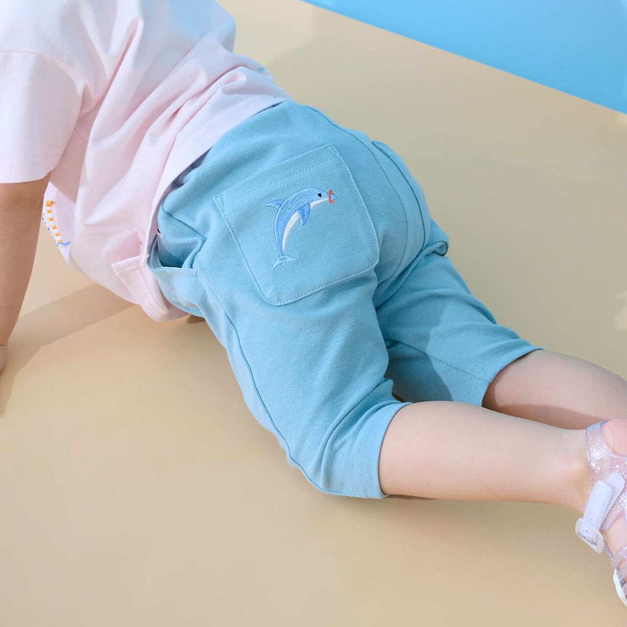[Cool Touch] Marine Life 3/4 Leggings,Light blue, large image number 3