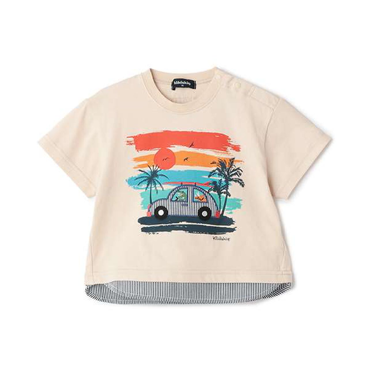 Sunset Car Short Sleeve T-Shirt,Beige, large image number 0