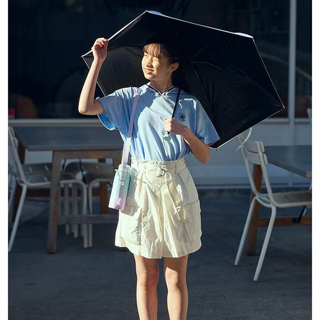 Gradient Tulip Pattern Folding Umbrella,Emerald green, large image number 2