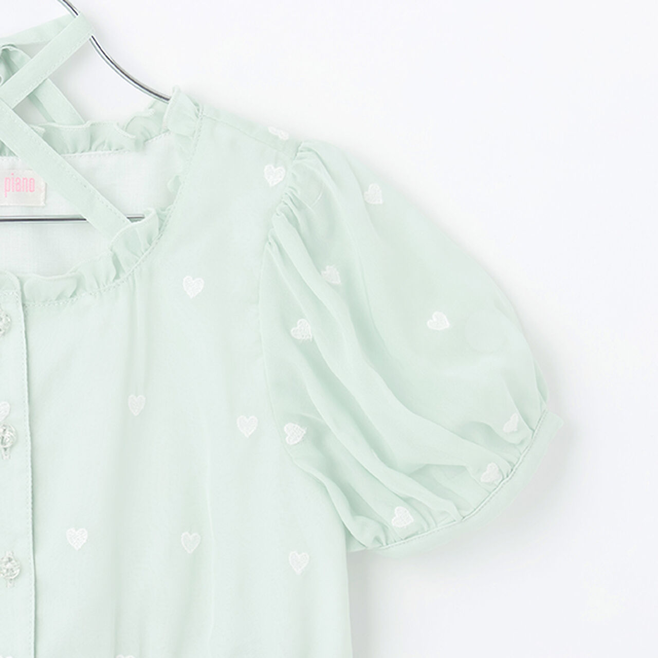 Heart Embroidery Peplum Sheer Blouse,Off white, large image number 7