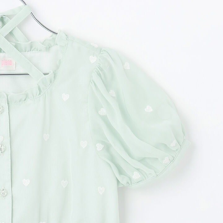 Heart Embroidery Peplum Sheer Blouse,Off white, medium image number 7