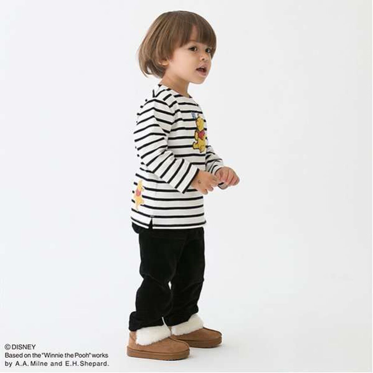 Disney Pooh Striped Long Sleeve T-Shirt,Black, large image number 1