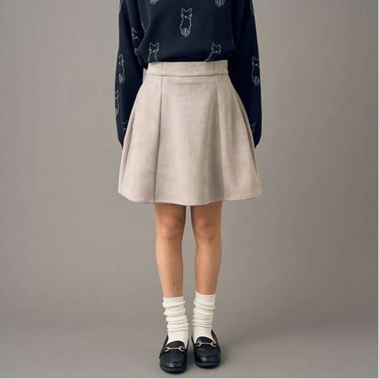 [AMI] Ponte Suede Skirt with Shorts,Mocha tea, large image number 0