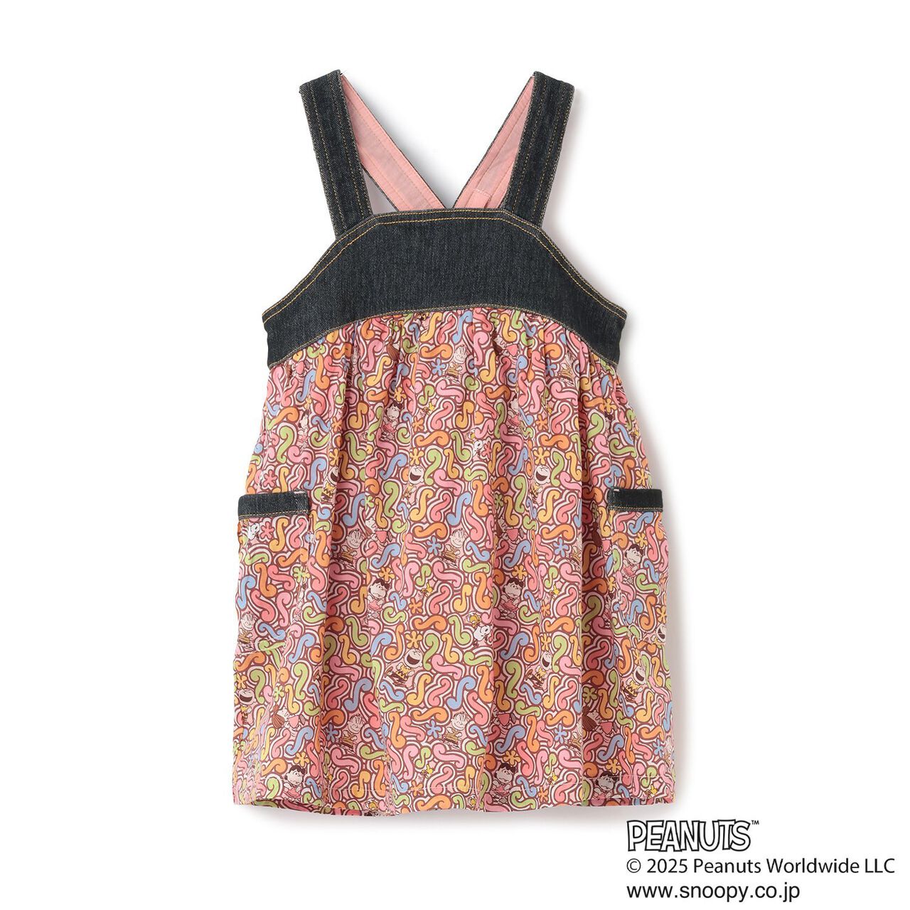 [PEANUTS] Denim Panel Jumper Skirt,Pink, large image number 0