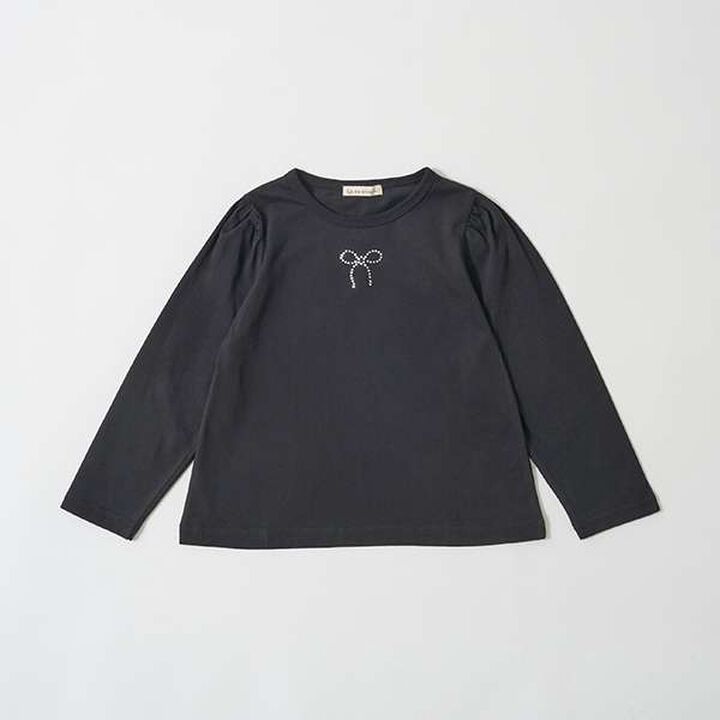 Soft Cotton Assorted Line Stone Motif Puff A-Line T-Shirt,Cream, medium image number 13