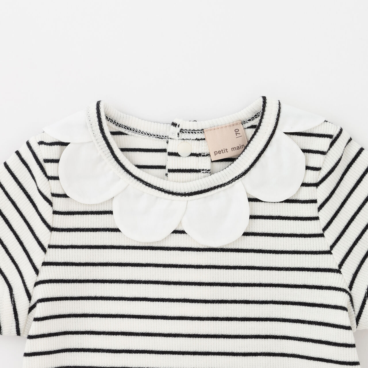 Short-Sleeve Scallop Trim Romper,Black, large image number 5