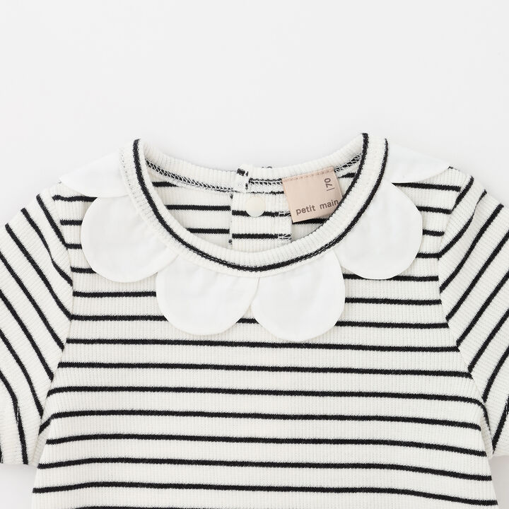 Short-Sleeve Scallop Trim Romper,Black, medium image number 5