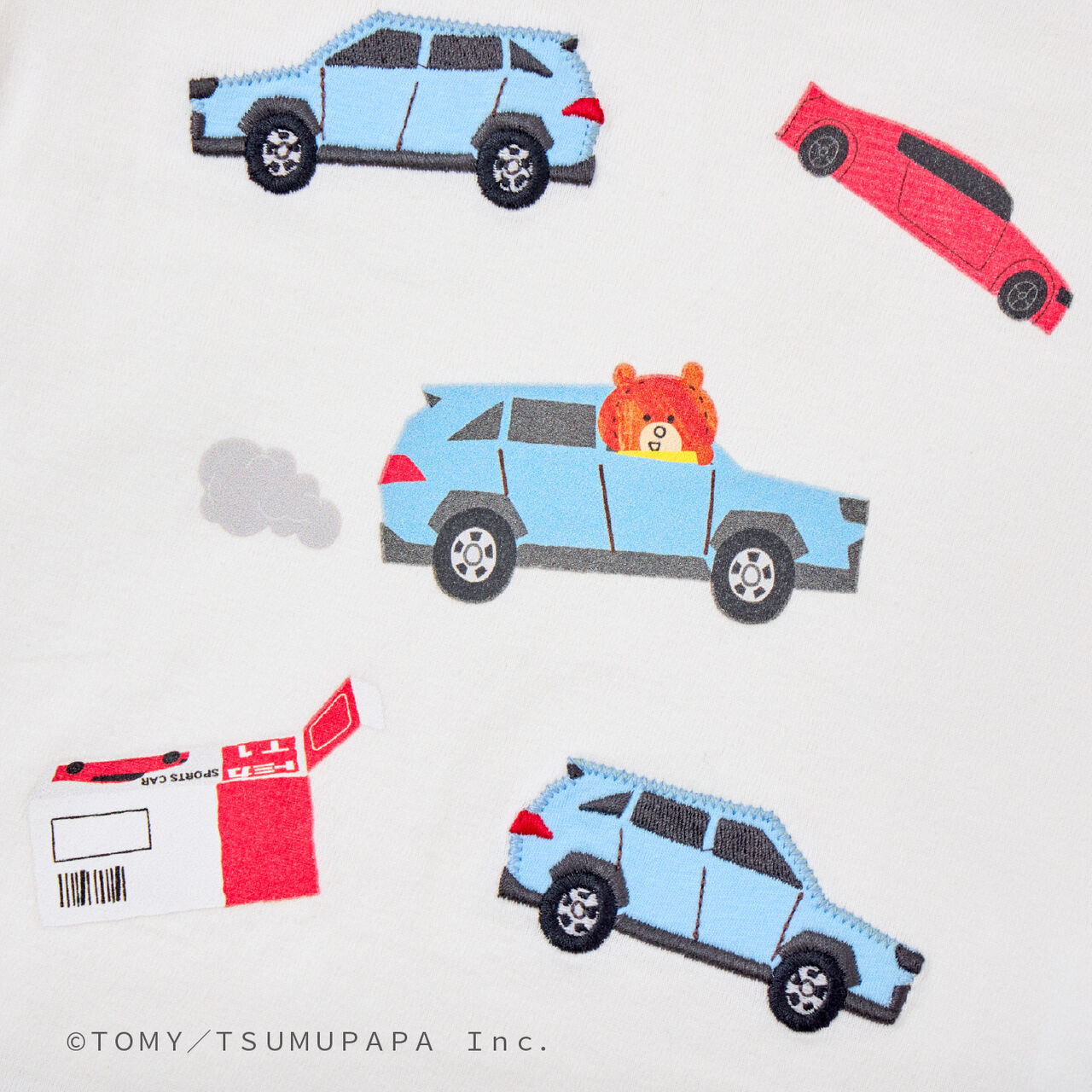 Tomica and Tom Car Appliqu&eacute; T-Shirt,Off white, large image number 1