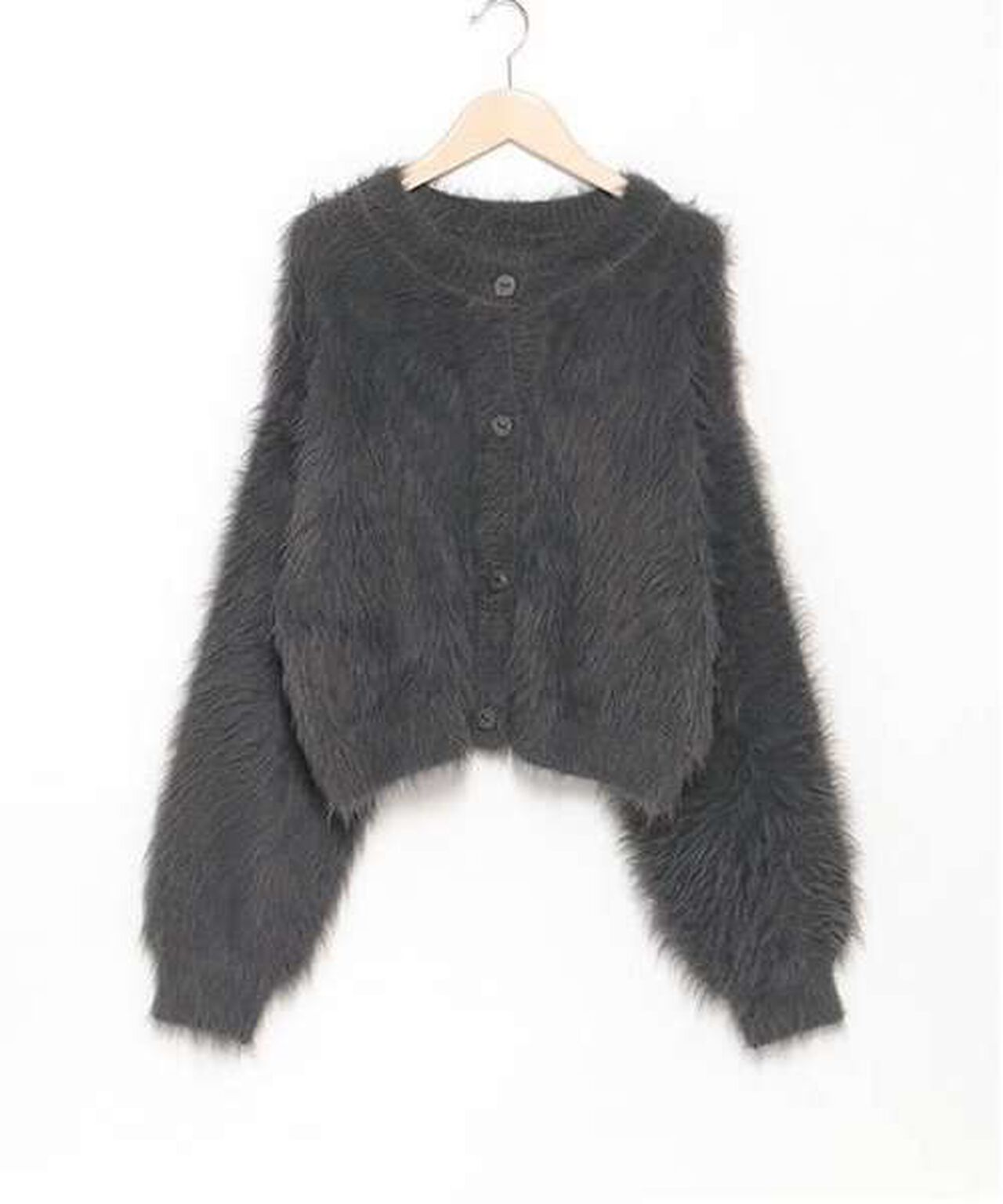 Shaggy Short Cardigan,Ivory, large image number 14