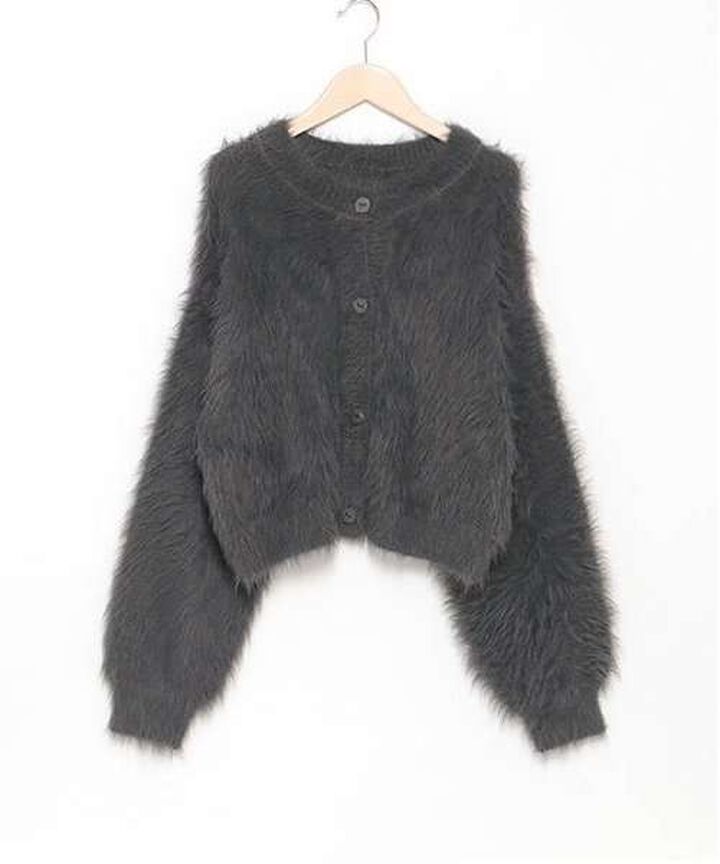 Shaggy Short Cardigan,Ivory, medium image number 14