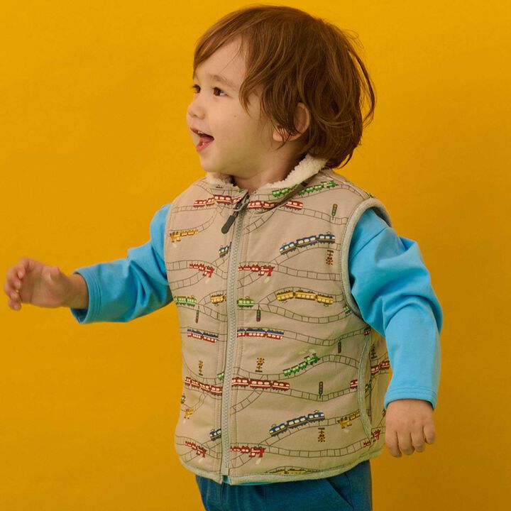 Train Reversible Boa Vest,Off white, medium image number 1