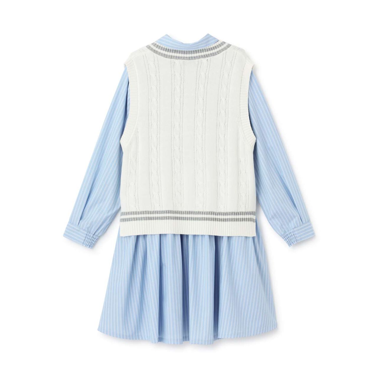 Knit Vest & Shirt Dress Set,Sax blue, large image number 1