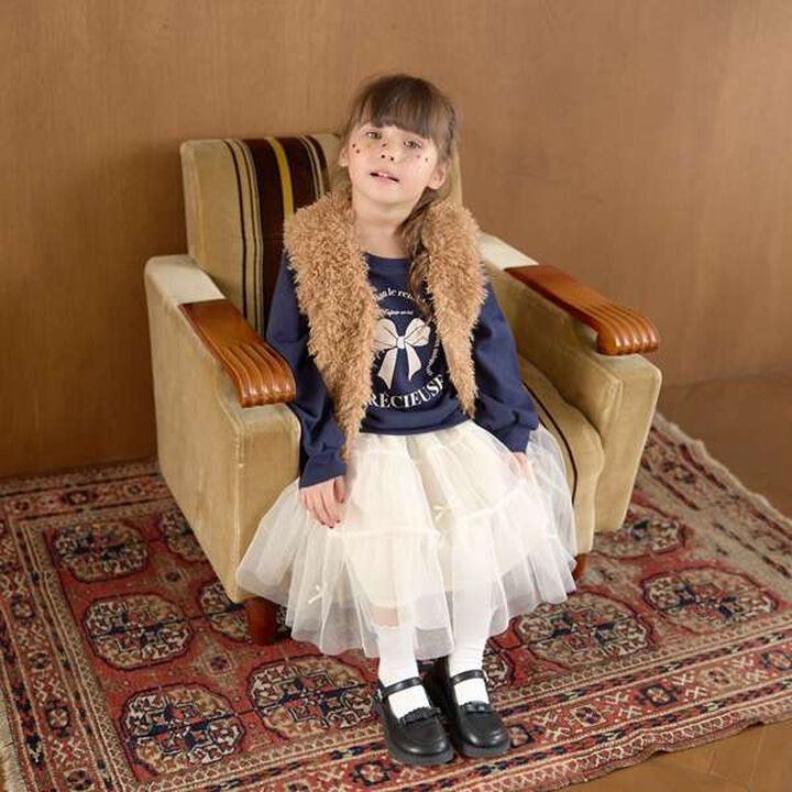 Tiered Tulle Skirt with Ribbon,Black, medium image number 4