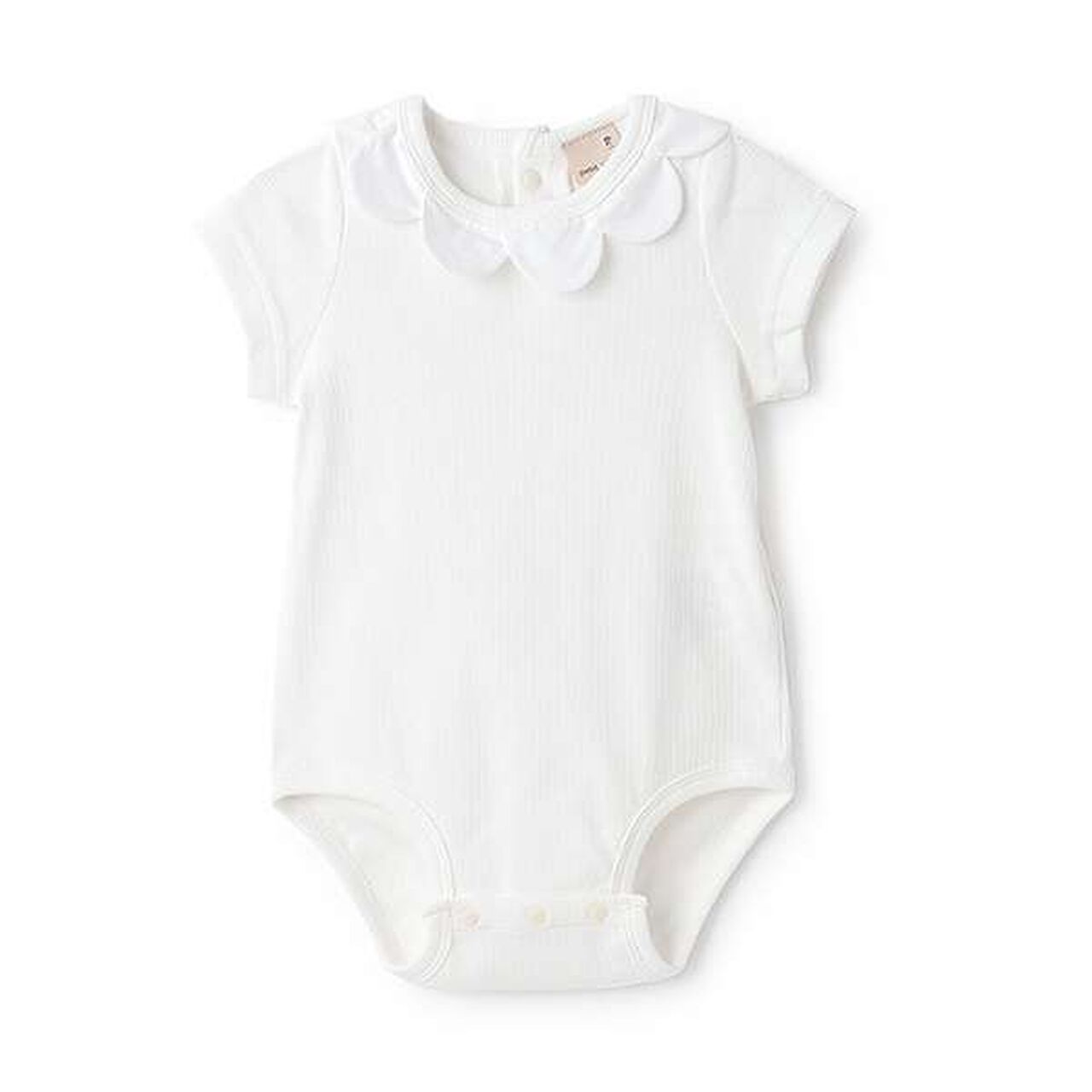 Scallop Trim Short-Sleeve Romper,Off white, large image number 0