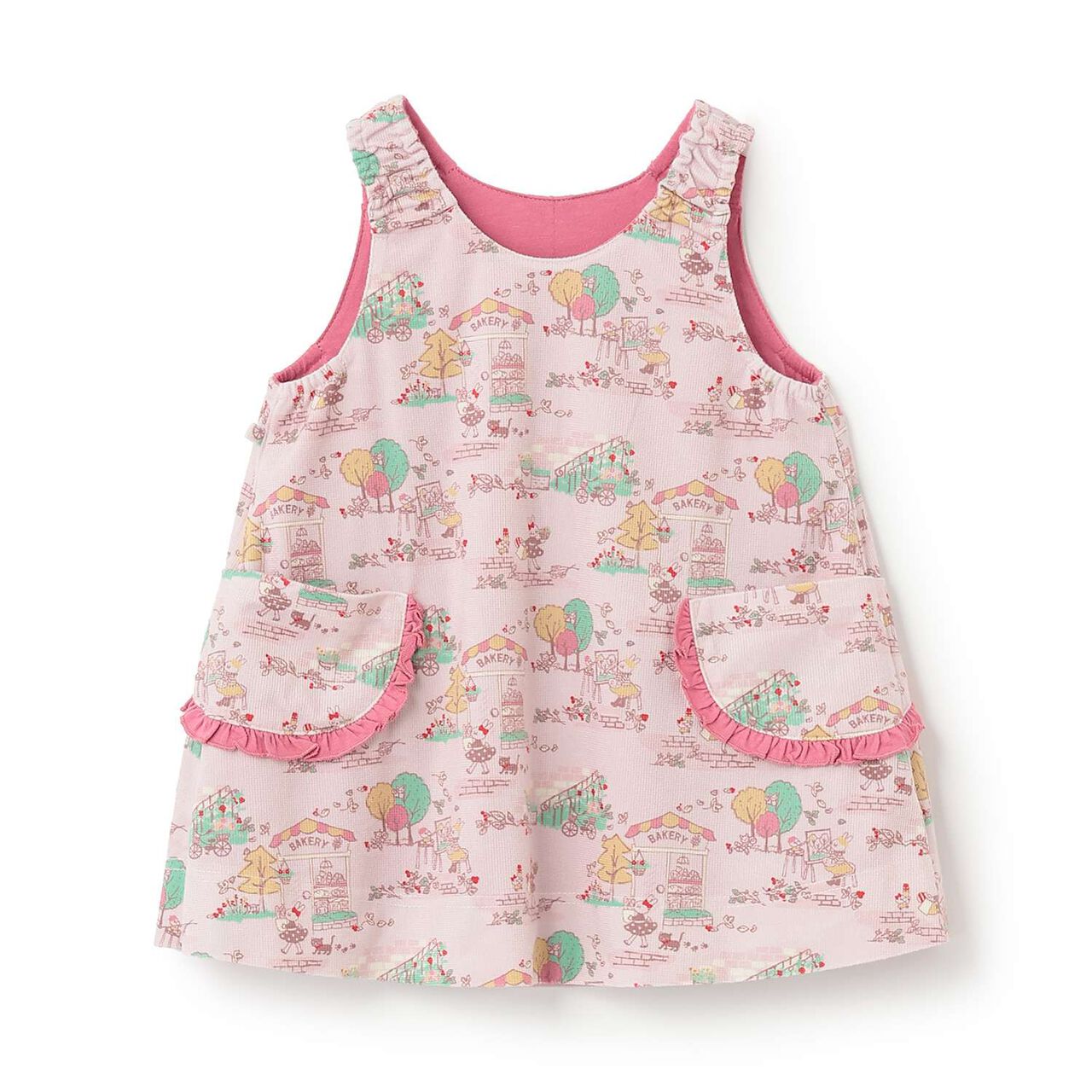 Mimi-chan Autumn Streets Pattern Reversible Jumper Skirt,Orange, large image number 3