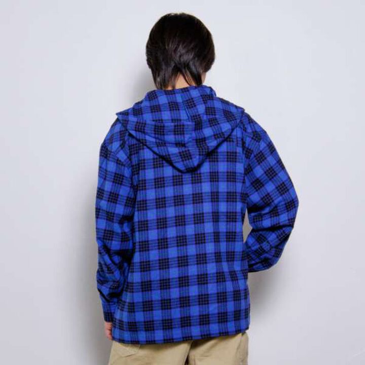 Hooded Check Shirt,Blue, medium image number 7