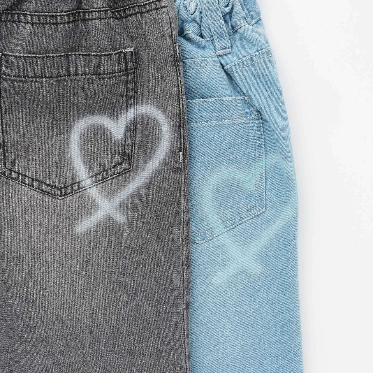 Wide Denim Pants with Logo Print,Gray, large image number 8