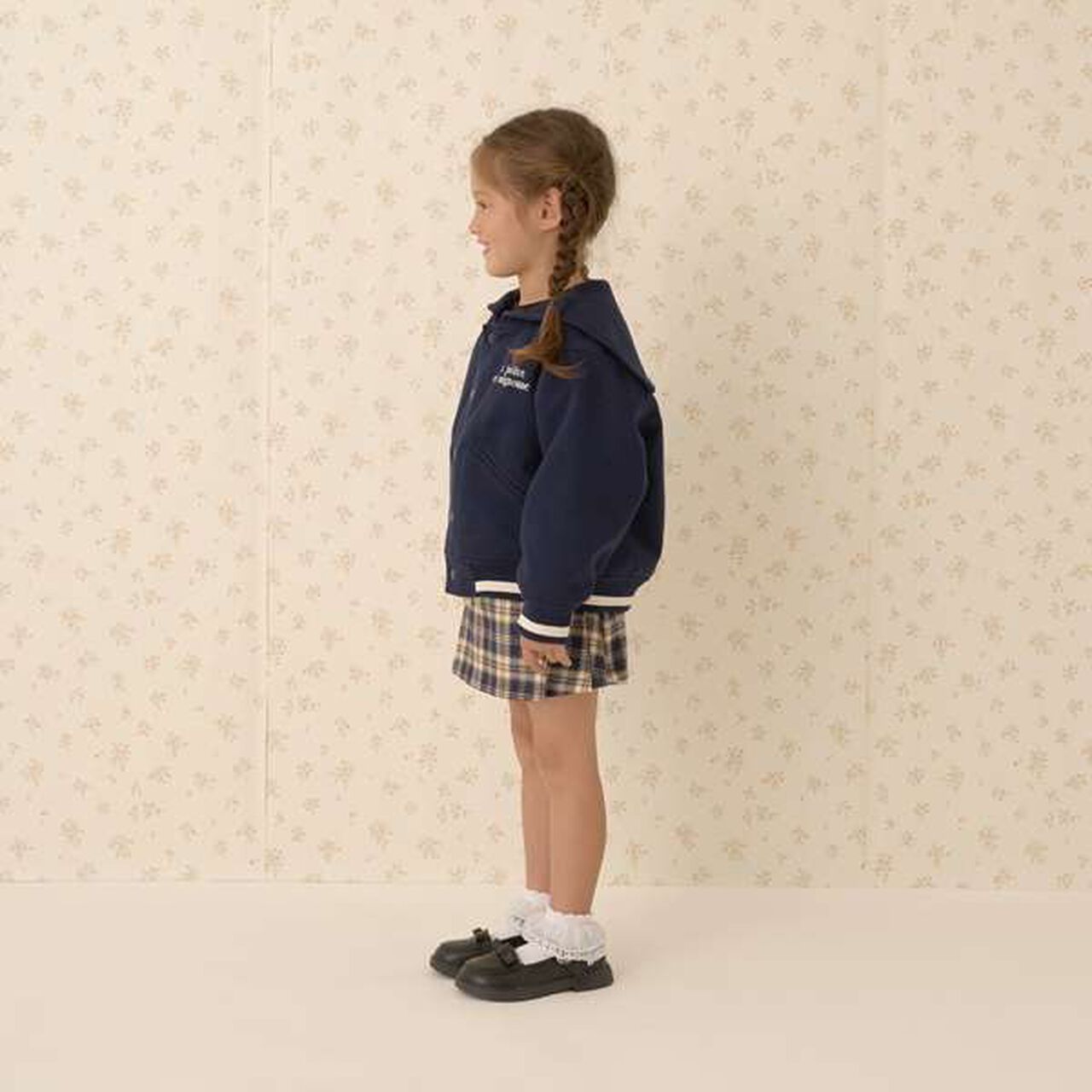 Sailor Collar Varsity Jacket,Beige, large image number 8