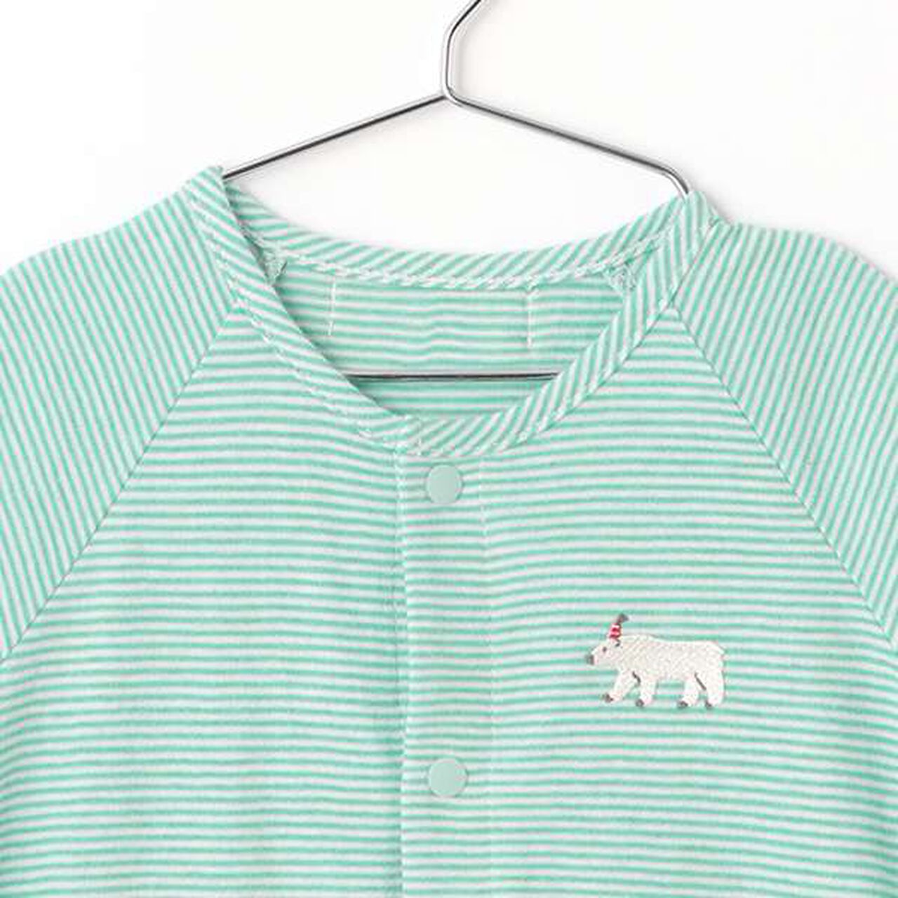 Polar Bear Stripe Bodysuit,Turquoise, large image number 2