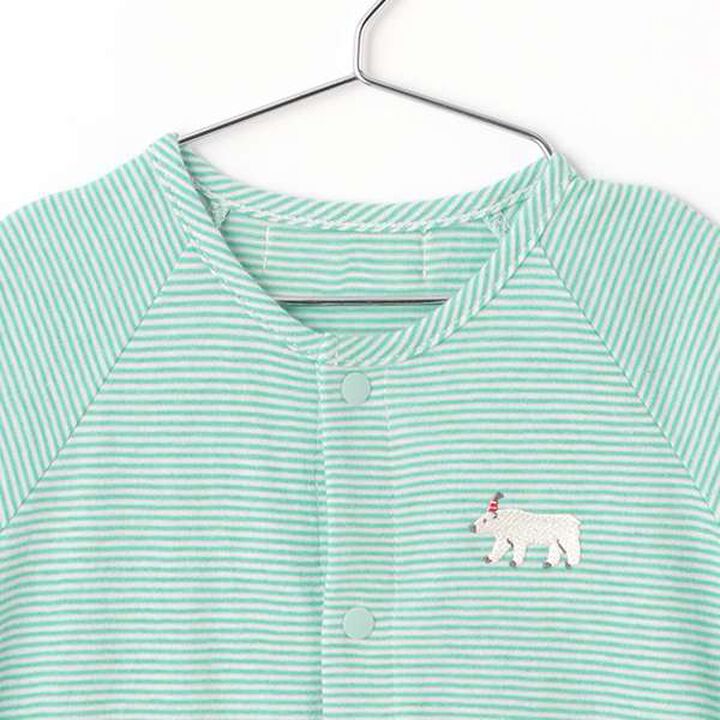 Polar Bear Stripe Bodysuit,Turquoise, medium image number 2