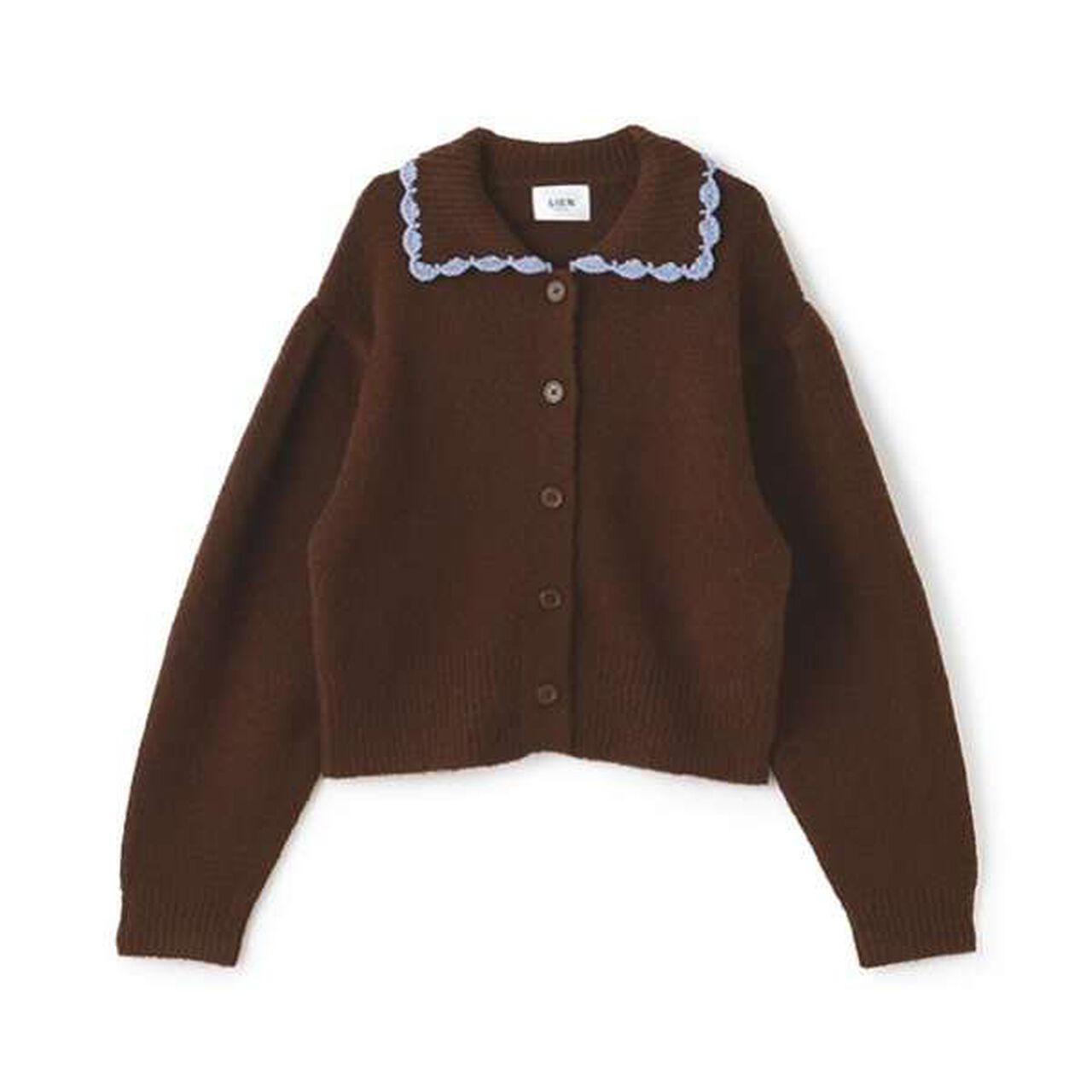 [Link] Collar Knit Cardigan,Charcoal gray, large image number 16