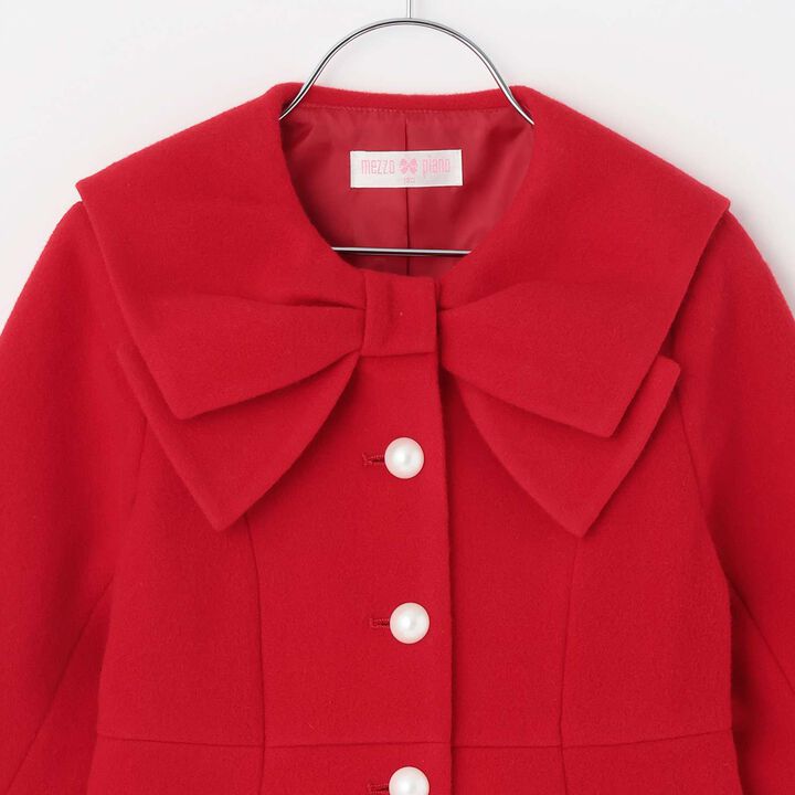 Ribbon Color Wool Coat,Sax blue, medium image number 2