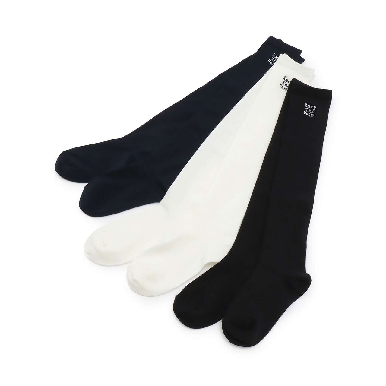 3-Tier Embroidered Knee-High Socks,Navy, large image number 3