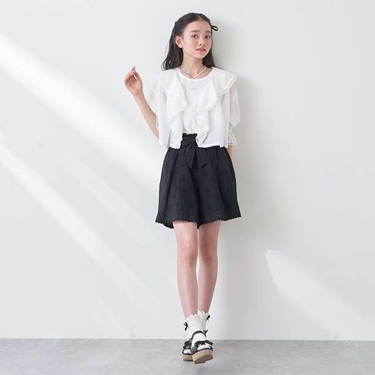 Frill Sailor Blouse & Tank Top Set,Sax blue, large image number 9