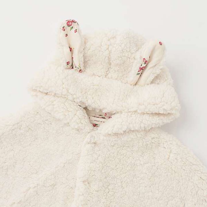 Fluffy Hooded Cape,Pearl white, medium image number 2