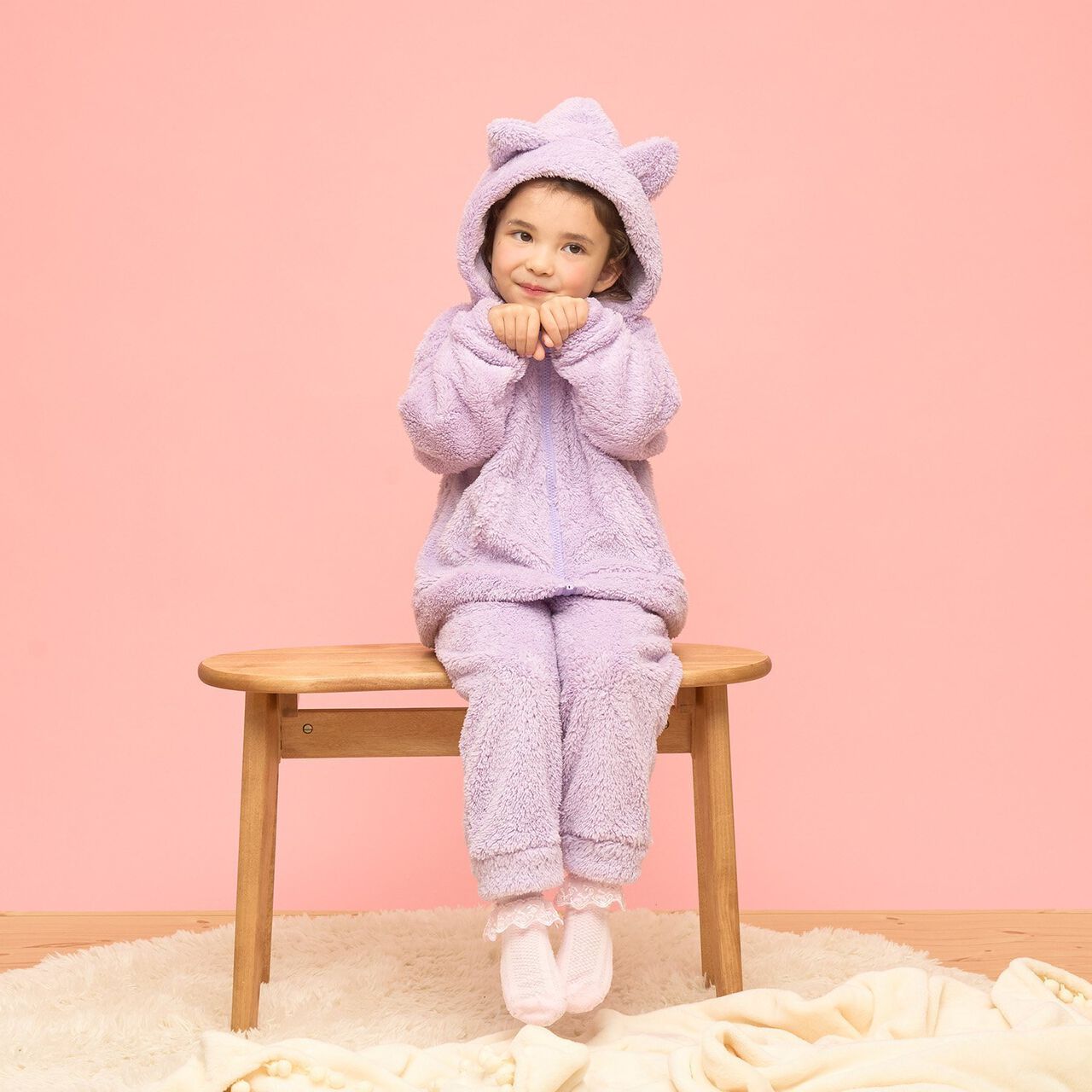 Bunny & Cat Hoodie & Pants Set,Lavender, large image number 25