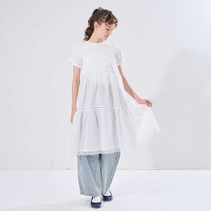 [AMI] Cotton Lace Camisole One-Piece Dress × T-Shirt Set,, medium