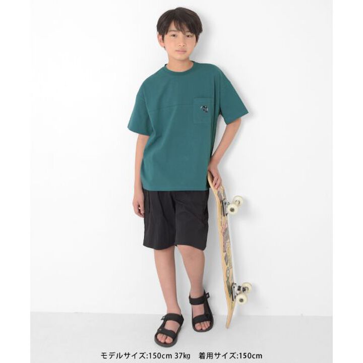 Big Short Sleeve T-Shirt with Pocket Embroidery,White, medium image number 1